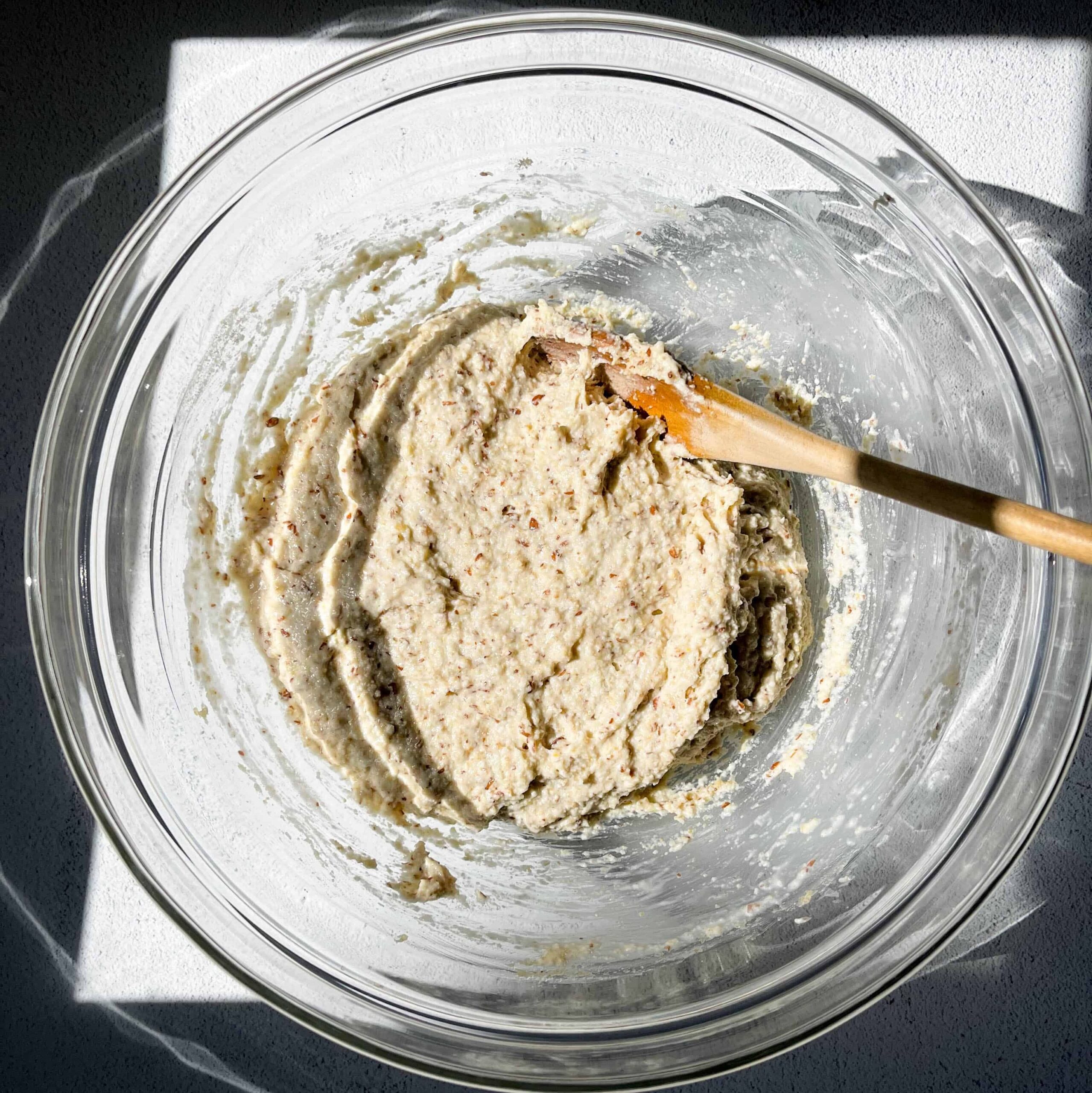 bowl of baking mix for quick and simple healthy vegan grain-free rolls