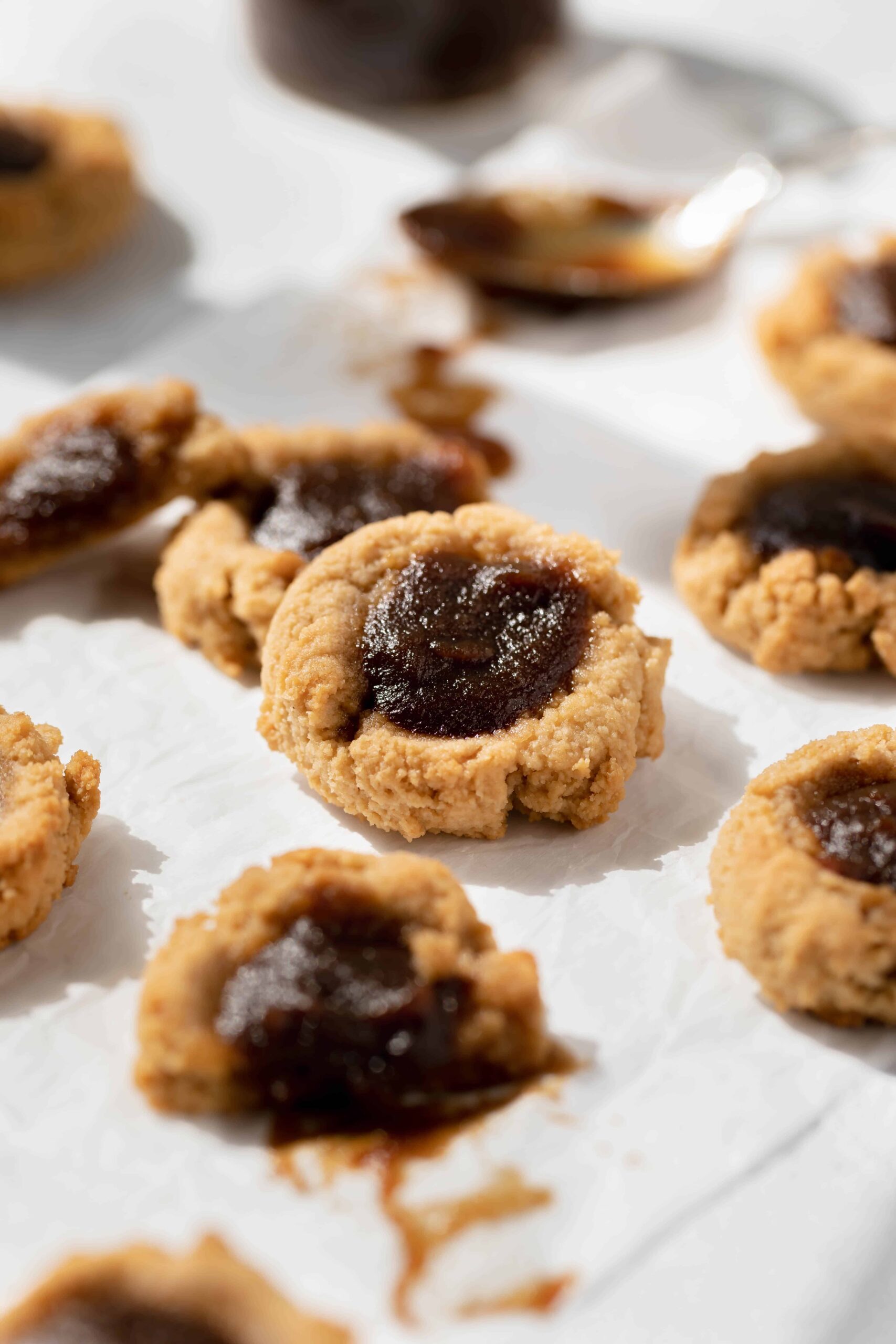 thumbprint cookies filled with apple butter